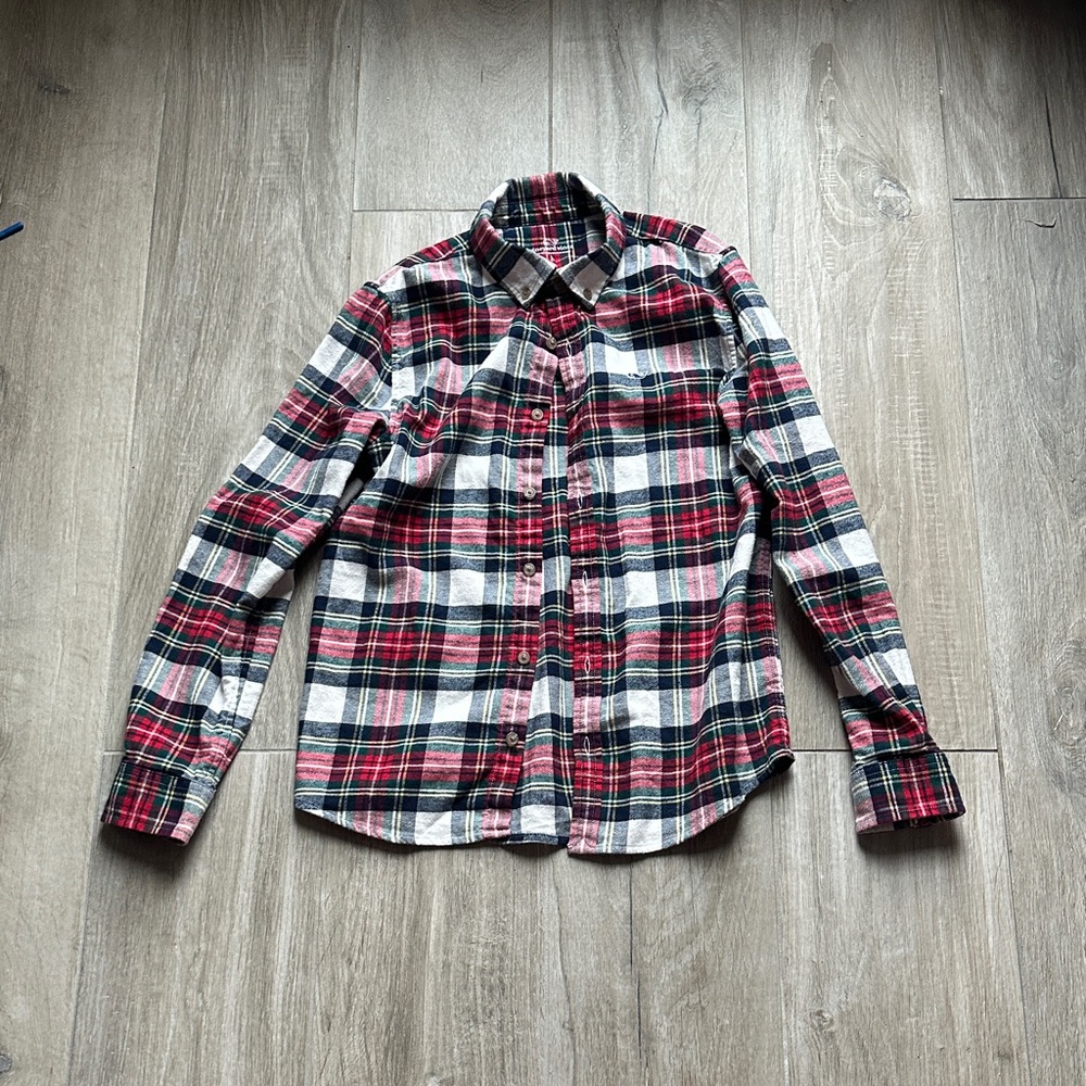 Vineyard Vines Boys Plaid Button-Up Shirt - Red, Black, White